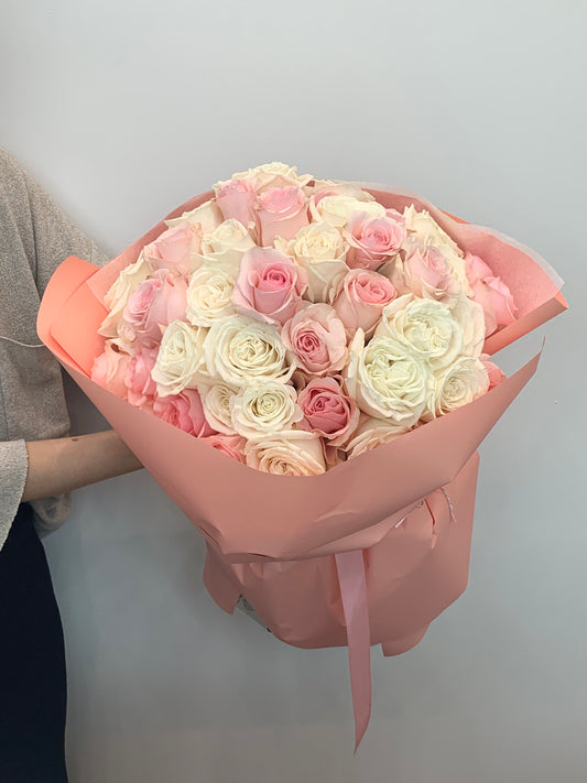 White & Pink Rose Bouquet