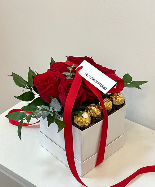 Red Rose Box with Chocolate